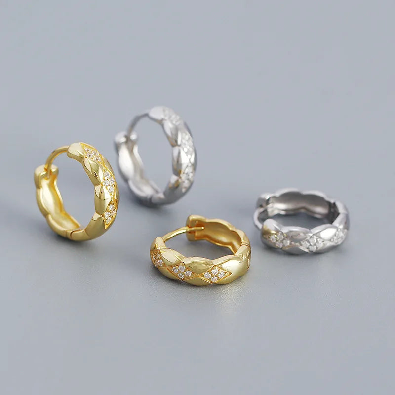 925 Sterling Silver Earring Colorful Dripping Oil Material Ear Ring Ear Buckle Rhombus Shape Trend Wild Girl Women Boy Ear Jewel
