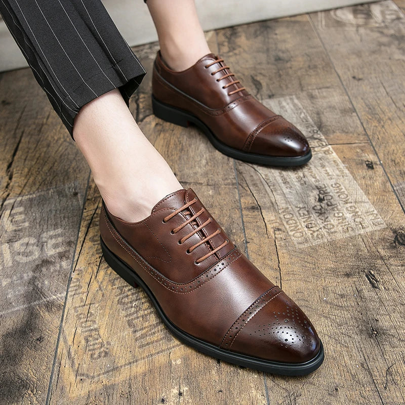Men  Luxury Derby Leather Shoes High Quality Fashion Formal Wedding Shoes Men's Office Shoes Black Brown 38-48 Men Shoes