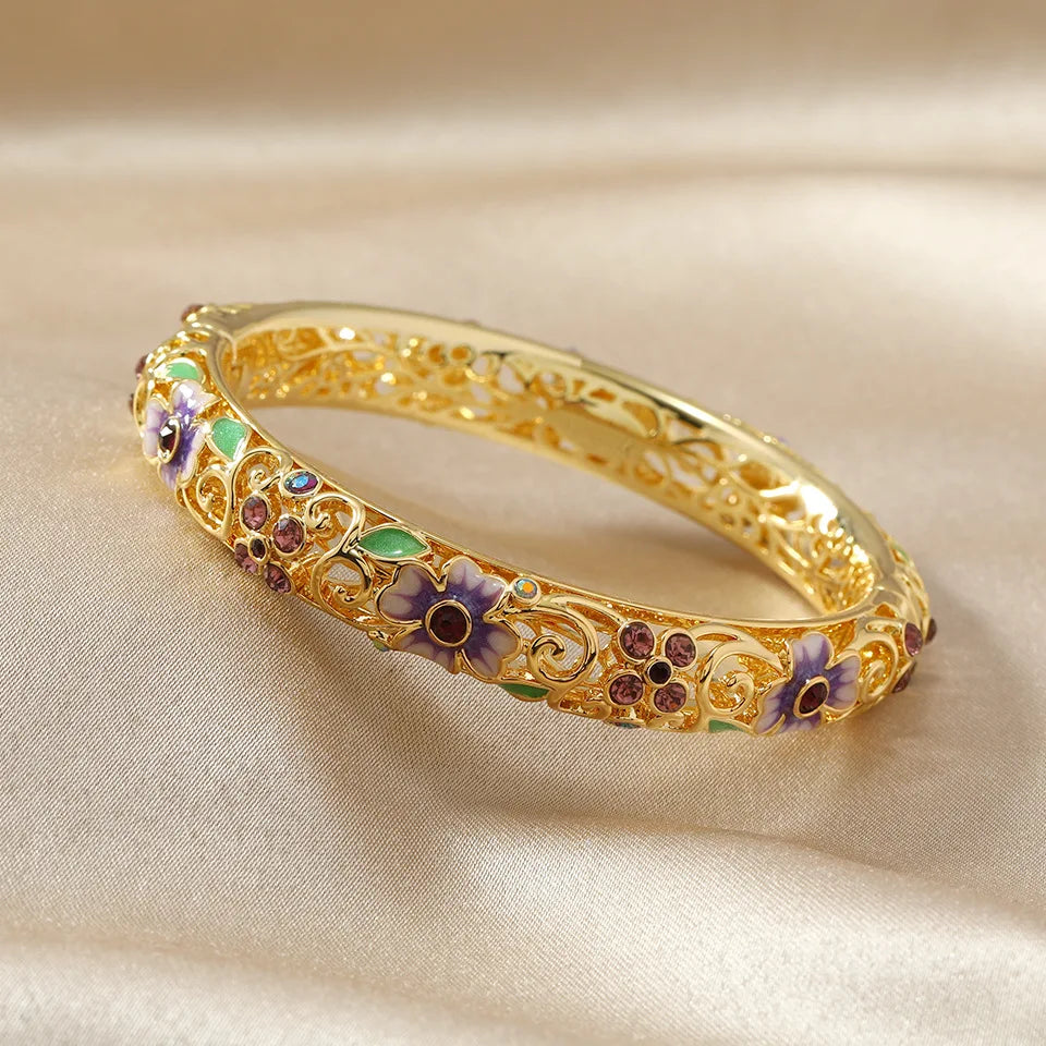 Chinese Women's Hand Bracelet Enamel Cloisonne Bracelet High Quality Italian Ethnic Style Bangle For Ladies Girl Jewelry Gifts