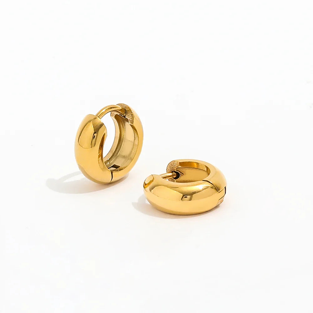 Joolim Jewelry Waterproof & Tarnish Free Minimalist PVD New Small Circle Huggie Stainless Steel Earring for Women