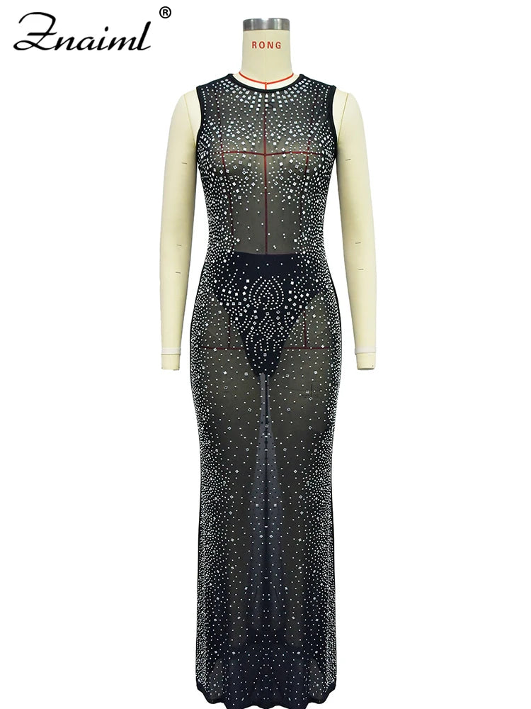 Formal attire Dresses: Rhinestone Christmas Evening Bodycon Long Dress