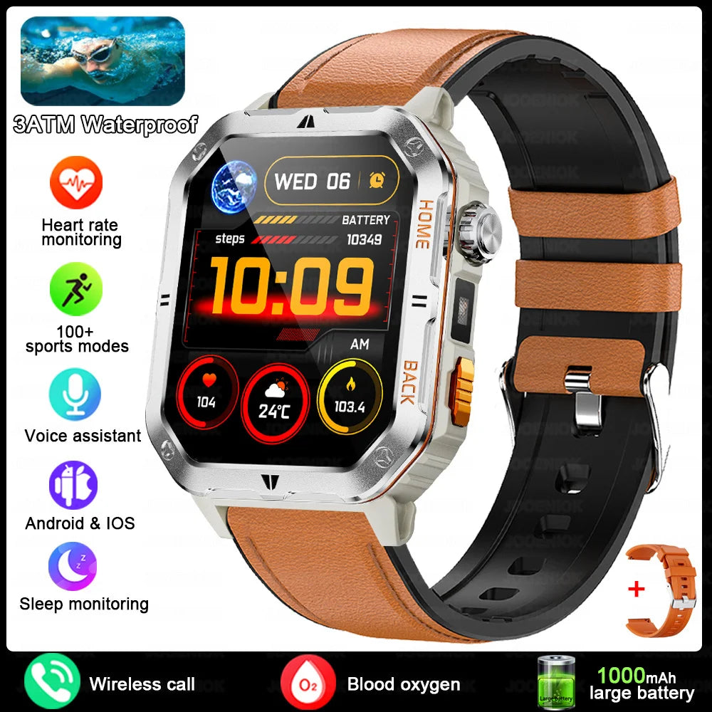 New 1000mAh Battery Outdoor Sports Smart Watch 2.01 inch HD Screen LED Flashlight Bluetooth Talking SmartWatches For Men Women