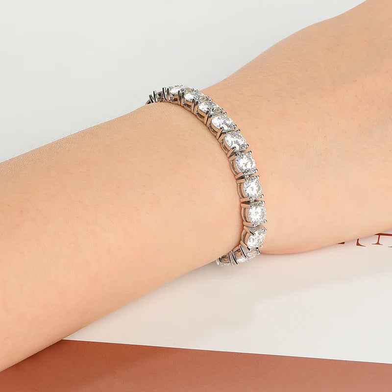 Smyoue 2-6.5mm Real Moissanite Tennis Bracelet for Women Christmas Gift Platinum Plated 100% 925 Sterling Silver Wedding Jewelry