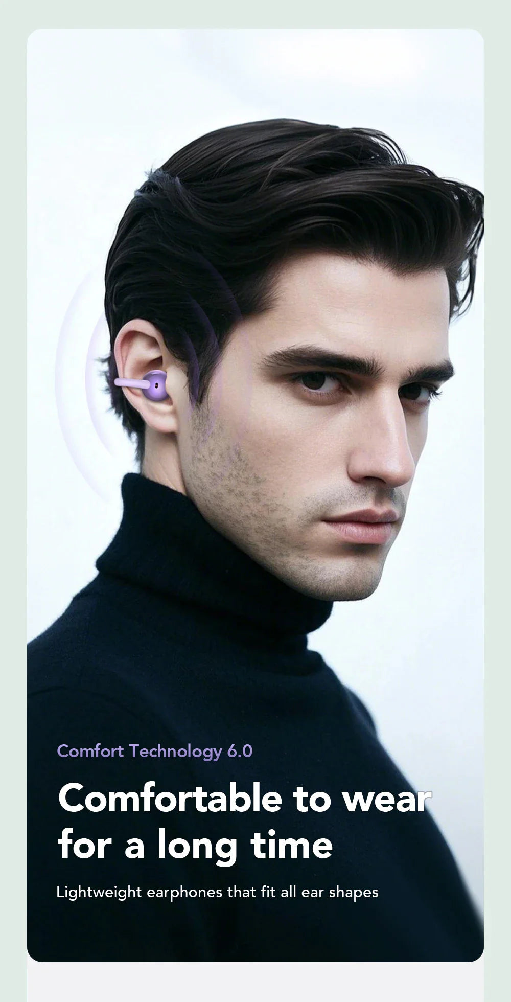 【HTC NE54】 Bluetooth V6.0 Earphones AI Translator LCD Screen Earbuds OWS Ear Clip Headphones Wireless Headphones Noise Reduction