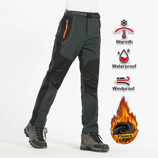 Warm Thick Work Pants Men Casual Fleece Soft Shell Trousers Winter Outdoor
