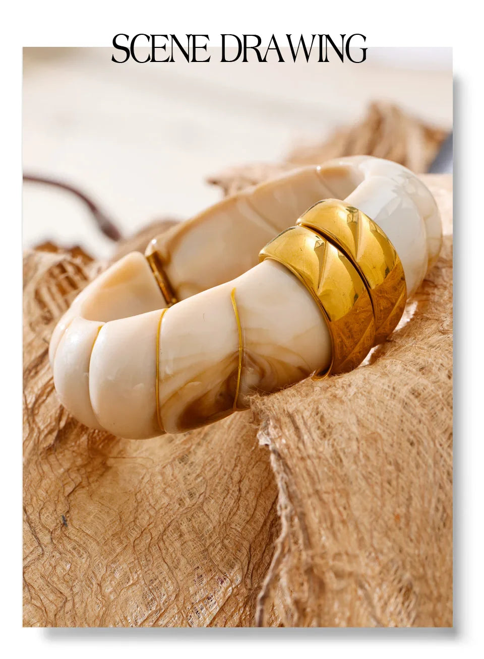 Yhpup Exclusive Multi-Color Acrylic Resin Wide Statement Bracelet Bangle Stainless Steel Autumn Winter Sweater Wrist Jewelry