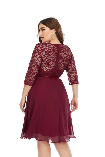 Plus Size Fashional Lace Chiffon Party Evening Formal Dresses For Women