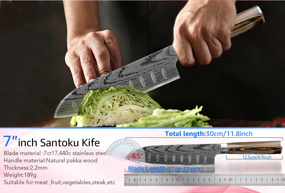 Kitchen Knife Set Chef Knives Japanese 7CR17 440C High Carbon Stainless Steel