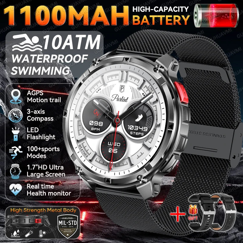 2026 New T-Rex3 Pro GPS Tracker Smartwatch Men 120-Day Standby 1100mAh Clock Rugged Outdoor Sport 10ATM Waterproof Call Watches