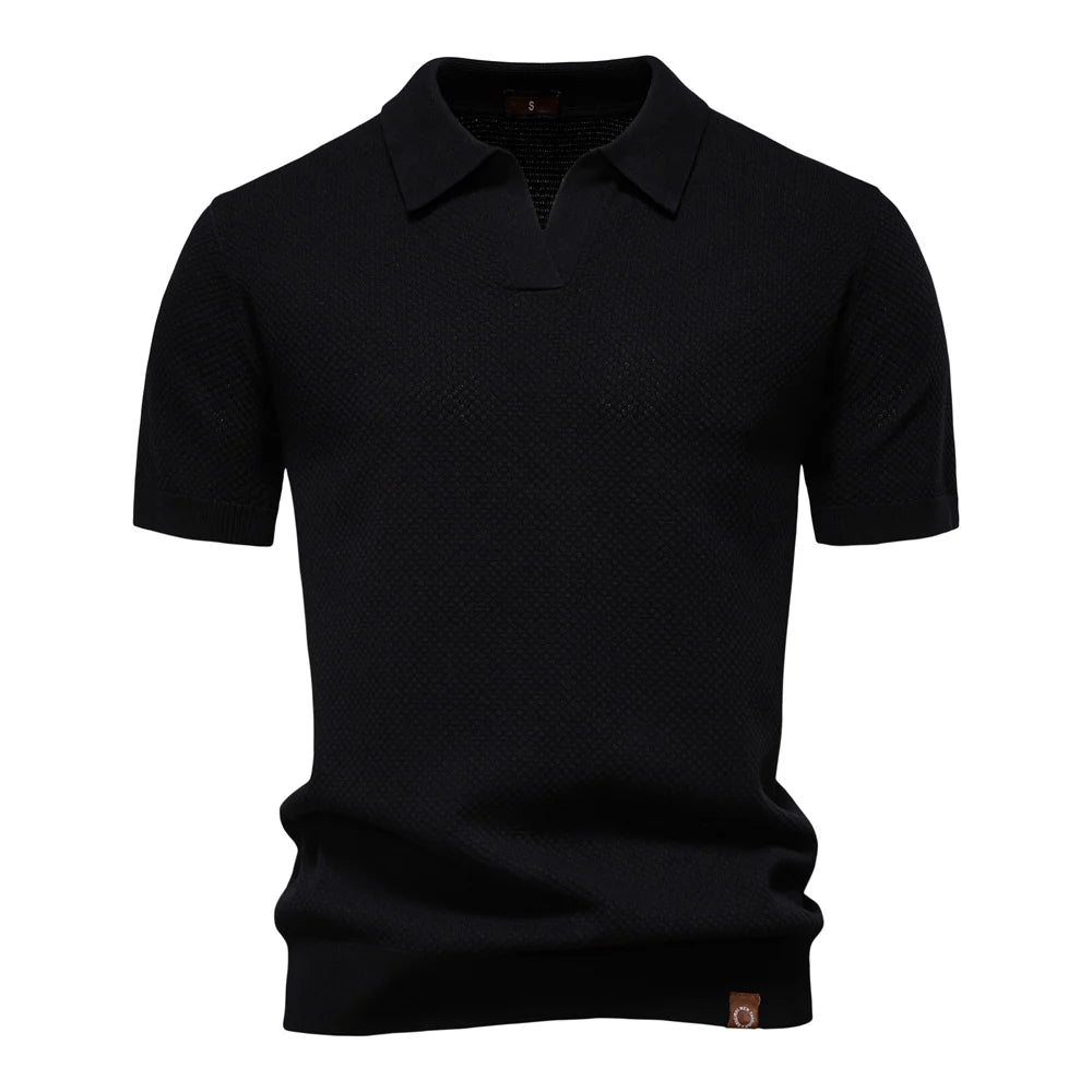 AIOPESON Men's Summer Breathable Polo Shirt Short Sleeve Solid Color Casual Polo Shirts for Men Lightweight Stretch Polo ﻿