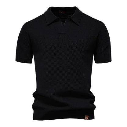 AIOPESON Men's Summer Breathable Polo Shirt Short Sleeve Solid Color Casual Polo Shirts for Men Lightweight Stretch Polo ﻿