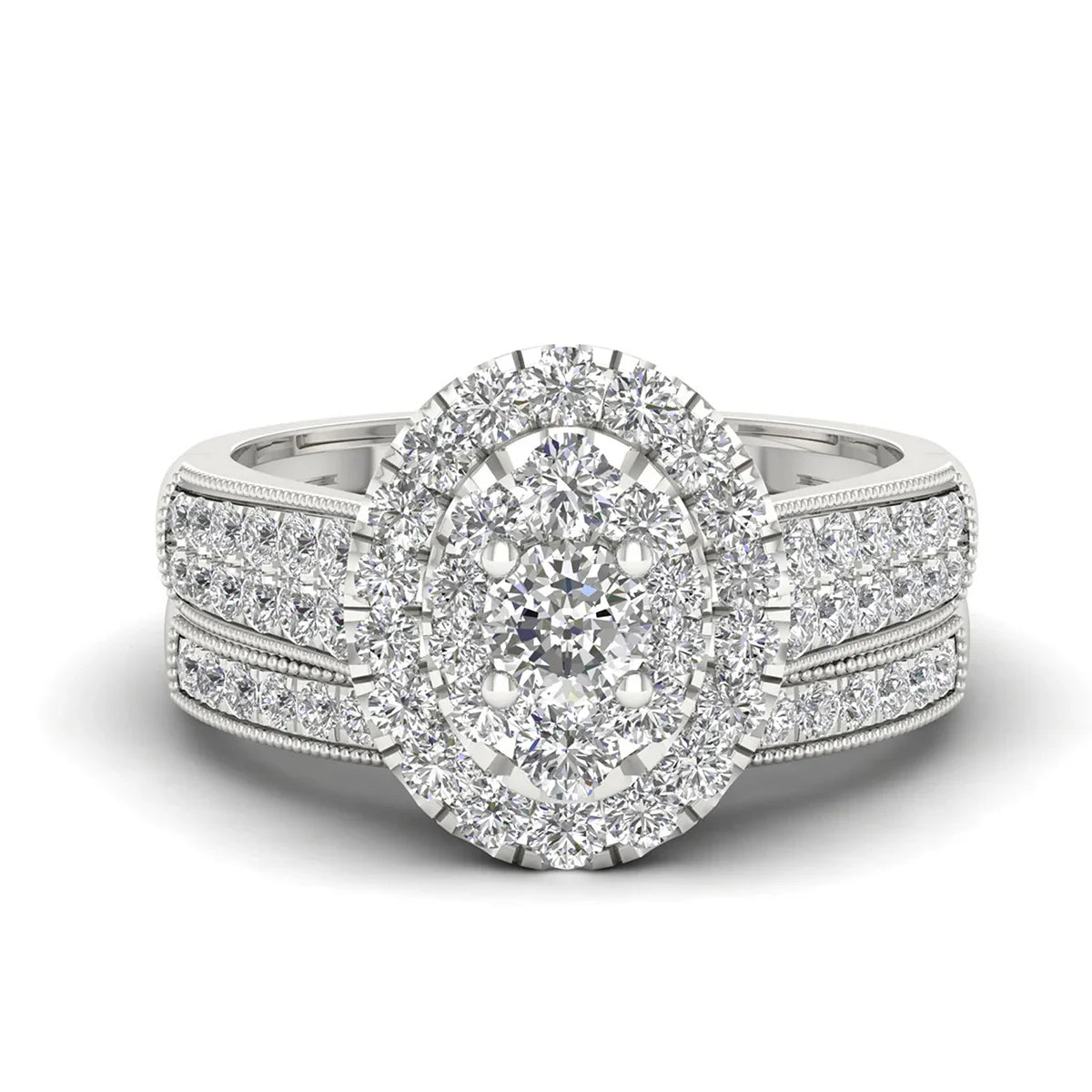 Luxury Fancy Engagement Moissanite Rings 2 Piece Solid Sterling Silver 925 Wedding Jewelry For Woman Diamond Girl Gift Certified