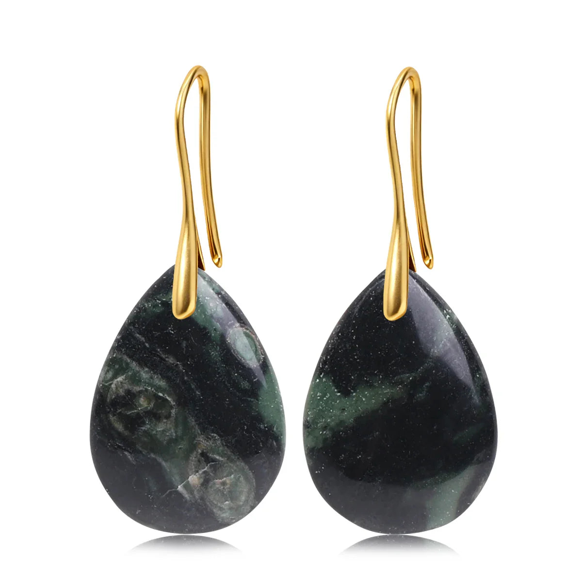 Natural Stone Pendant Women's Teardrop Earrings Elegant Gem Jewelry Creative Gift Black Obsidian Amethyst Rose Quartz Earrings