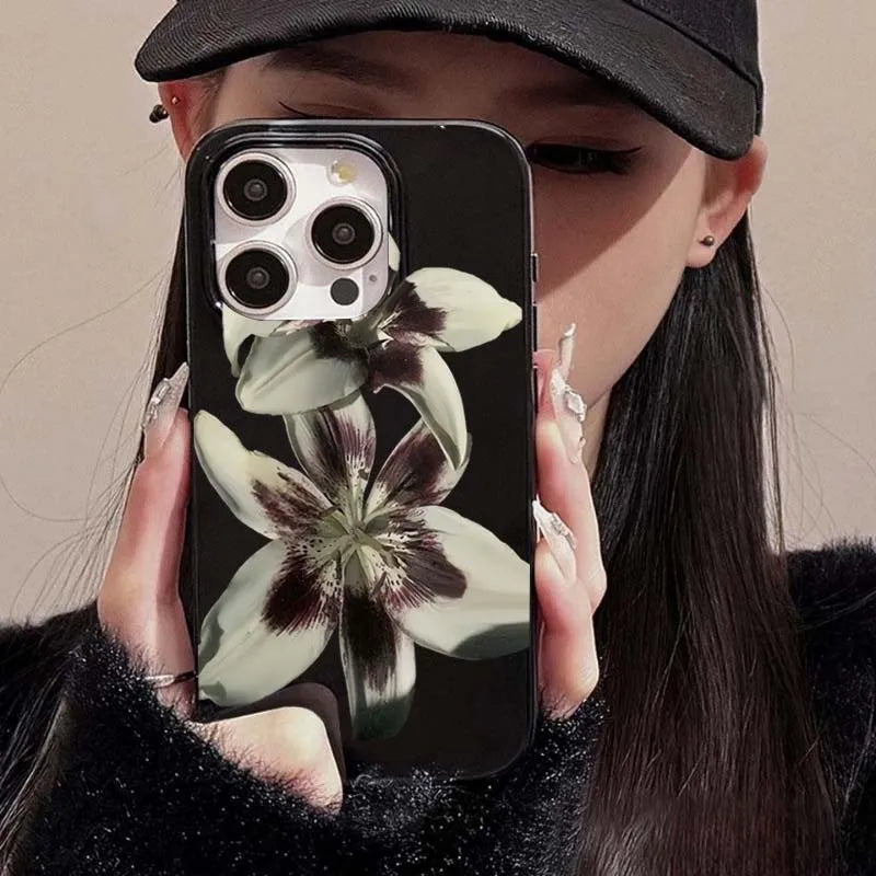 Lily Orchid Flower Print Soft Phone Case For iPhone 16 17 15 14 13 12 11 Pro Max XS X 7 8 16e 16 Plus SE 2022 Shockproof Cover