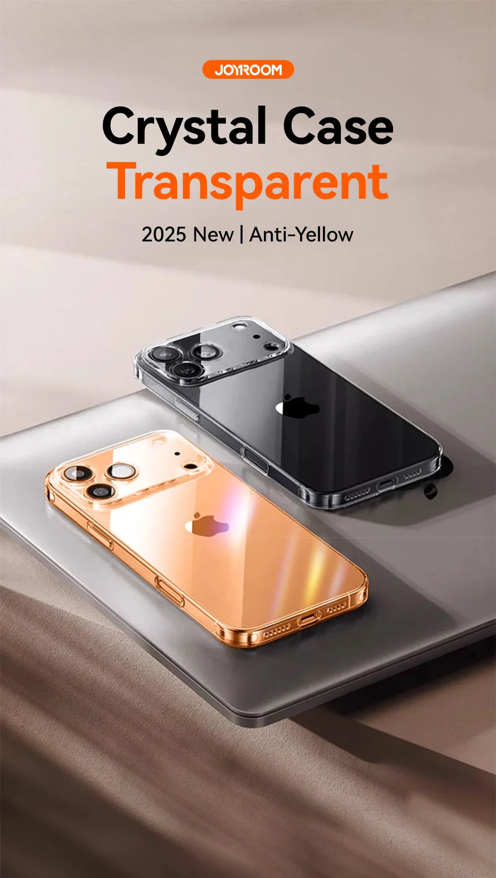 Joyroom For iPhone 17 16 15 Pro Max Case Lens Protection Anti-Yellow Case For iPhone 17 16 Pro Max Transparent Shockproof Cover