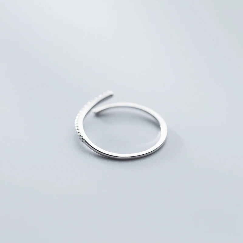 Modian 925 Sterling Silver Simple Adjustable Finger Rings Stackable Zirconia
