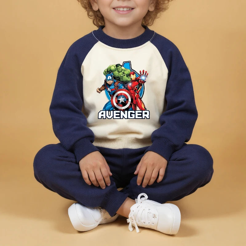 Marvel Cartoon Print Children Clothes Sets Spring/autumn Boys Sweatshirt Set Kids O Neck Hoodies Pants Two Piece Kids Tracksuit