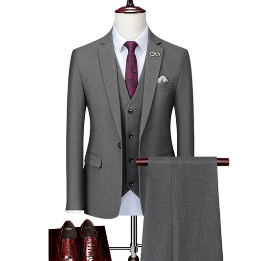 Tuxedo for Mens: Men's Casual Boutique Solid Color 3 Pcs Suits Coat Pants Vest Set