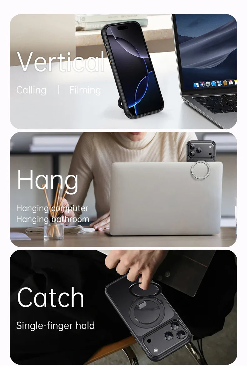 Magnetic 360 Degrees Rotating Ring Holder Case For iPhone 17 Pro Max / 17 Air