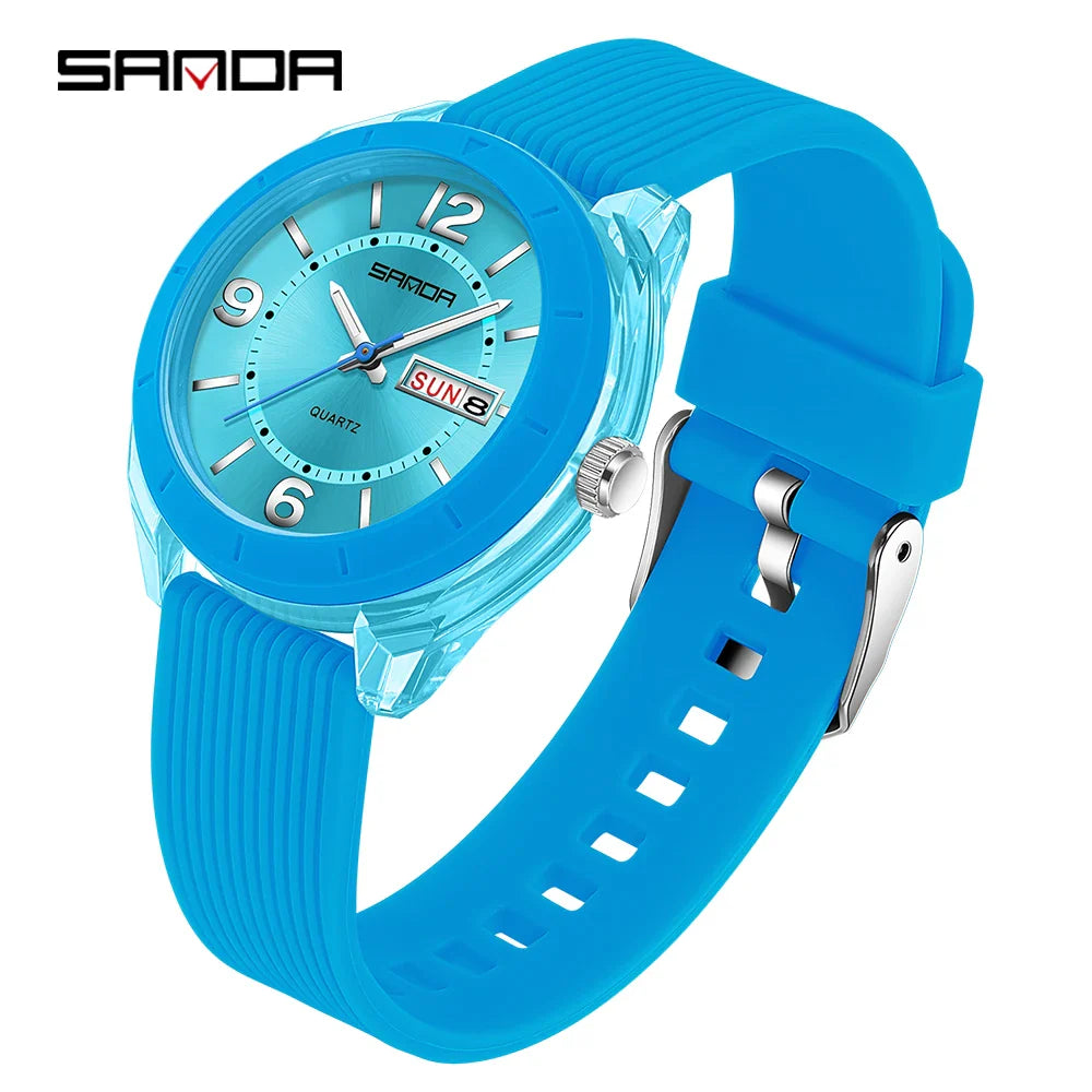 SANDA Quartz Watch for Women Waterproof Auto Date Week Elegant Luxury Ladies Wristwatch Waterproof Analog Women's Watches