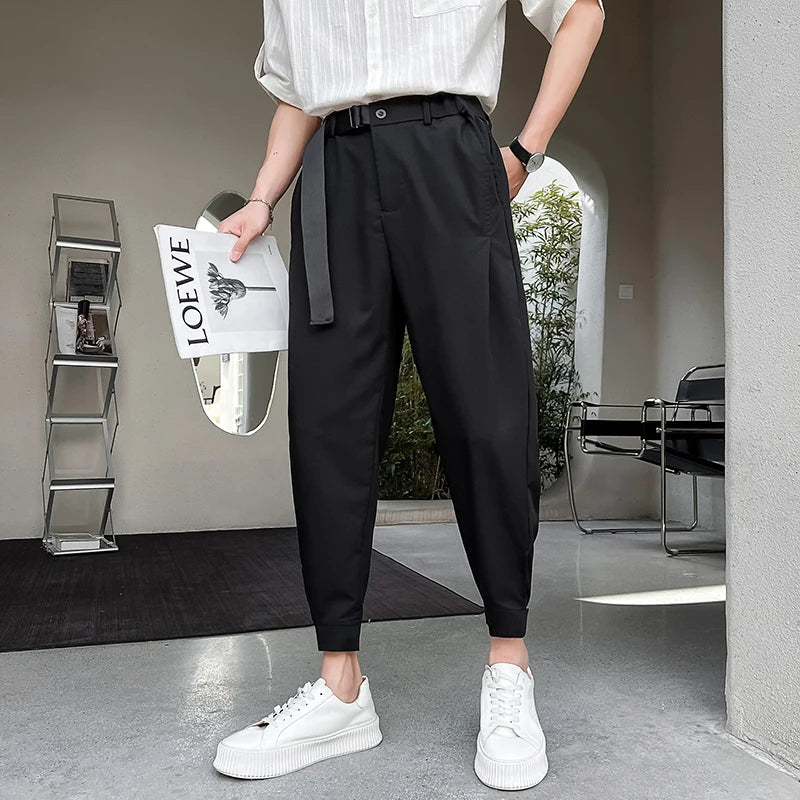 Men’s Suit Pants Casual Harajuku Wide-leg Harem Pants Male Fashion Loose Casual