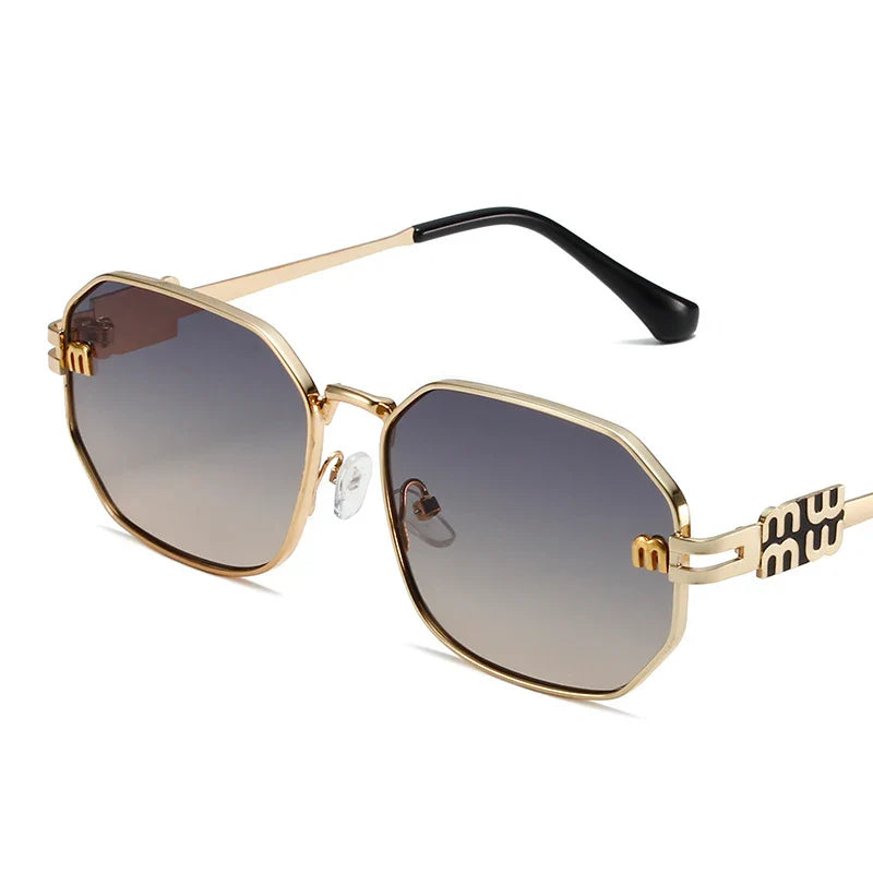 High Quality Rectangle Sunglasses Fashion Brand Designer Vintage Glasses Metal Frame Eyewear UV400 Gafas De Sol Mujer 308393