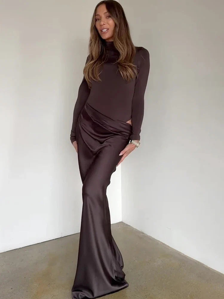 JULISSA MO Satin Sexy Hollow Out Women Maxi Dress Black Sleeveless High Waist Dress Female Autumn Skinny Elegant Party Clubwear