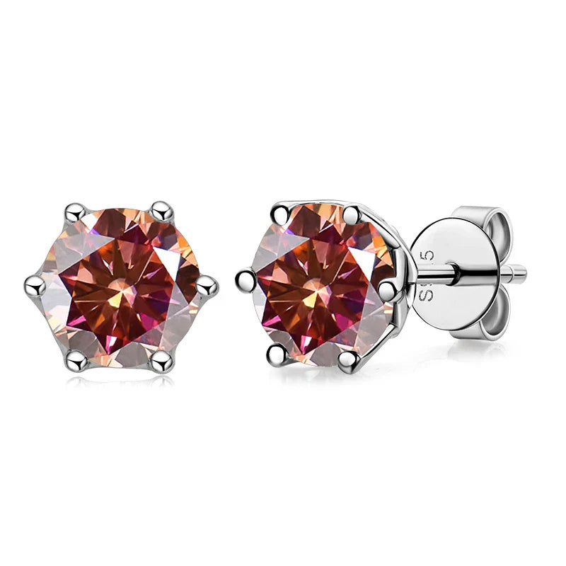 Butterflykiss Real 1 CT D Color Moissanite Stud Earrings For Women Top Quality 925 Sterling Silver Sparkling Wedding Jewelry