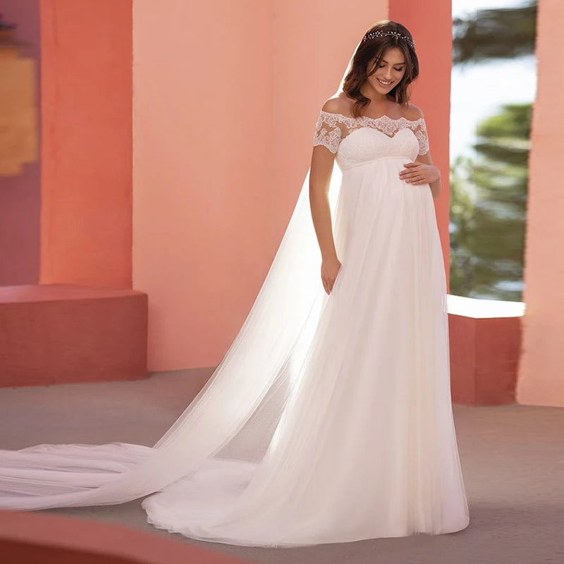 White Bridesmaid Dresses: Long Wedding Dress For Woman Short Sleeves