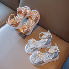 Girls Princess Sandals Baby Sparkly Rhinestones Bow Shoes