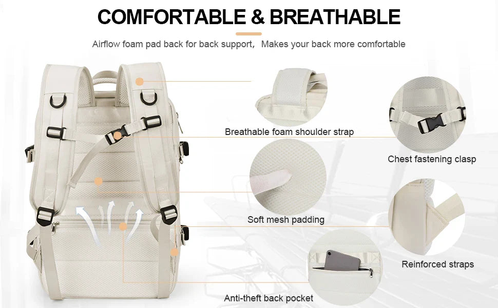 Likros Travel Backpack for Women Expandable Weekender Hiking Laptop Backpack with USB Port Large Waterproof 40L Men's Backpack