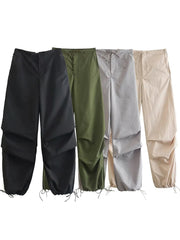 Women Fashion Parachute Cargo Pants Vintage Jogging Trousers