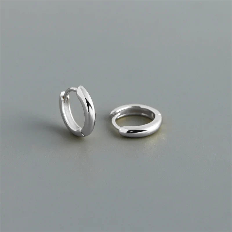 WANTME 925 Sterling Silver Simple Matte Bohemian Round Ear Buckle for Women Punk Unisex Rock Hoop Earring Jewelry Accessories