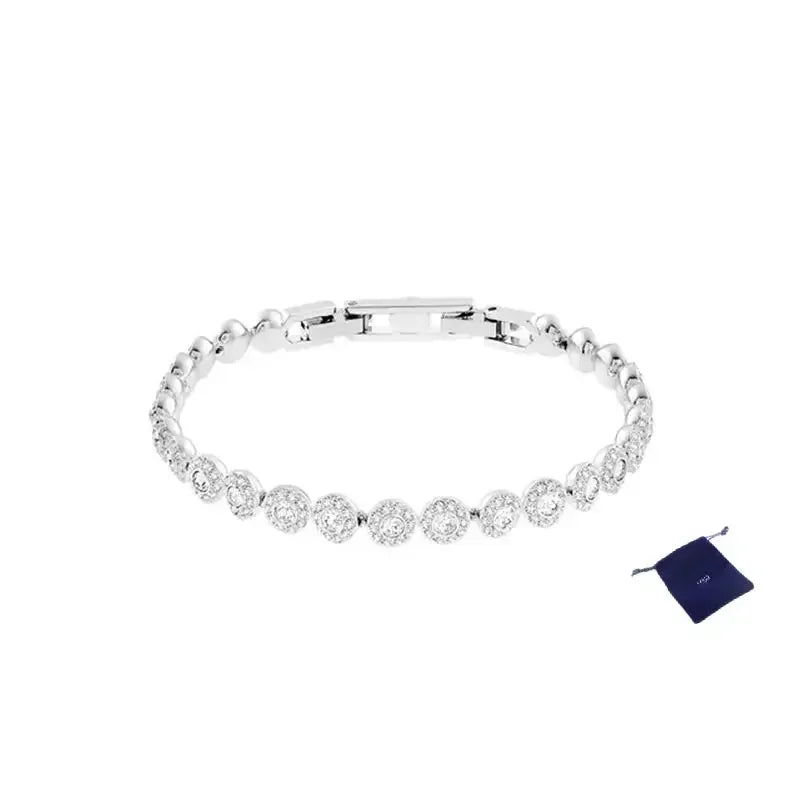 High Quality Women's Classic Happiness Diamond Round Crystal Necklace Set S925 Silver Gorgeous Una Angelic Series Jewelry Set