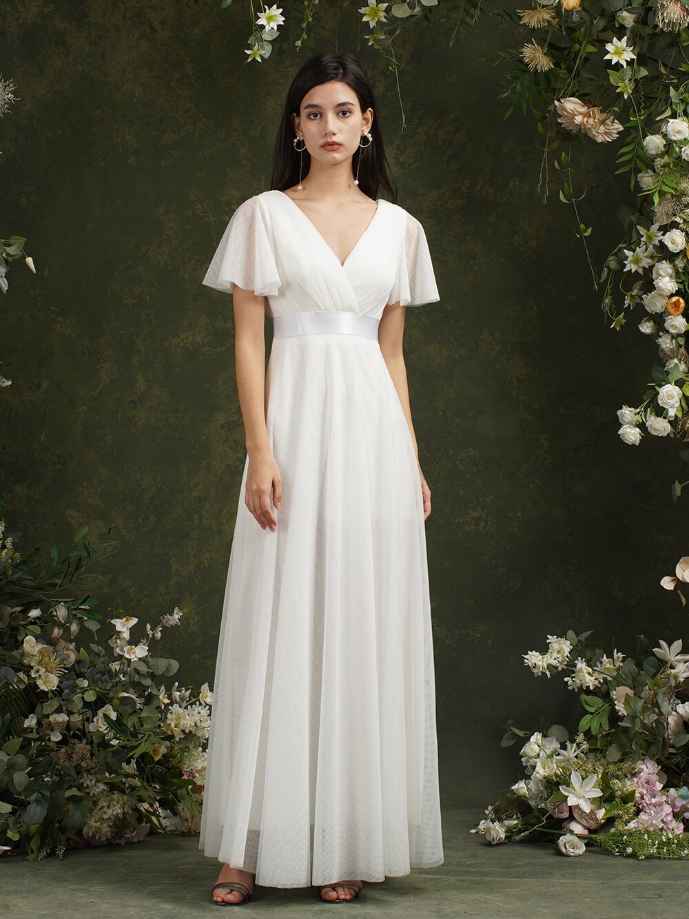 White Bridesmaid Dresses: Ivory Beach Wedding Dresses For Women A-Line Puffer