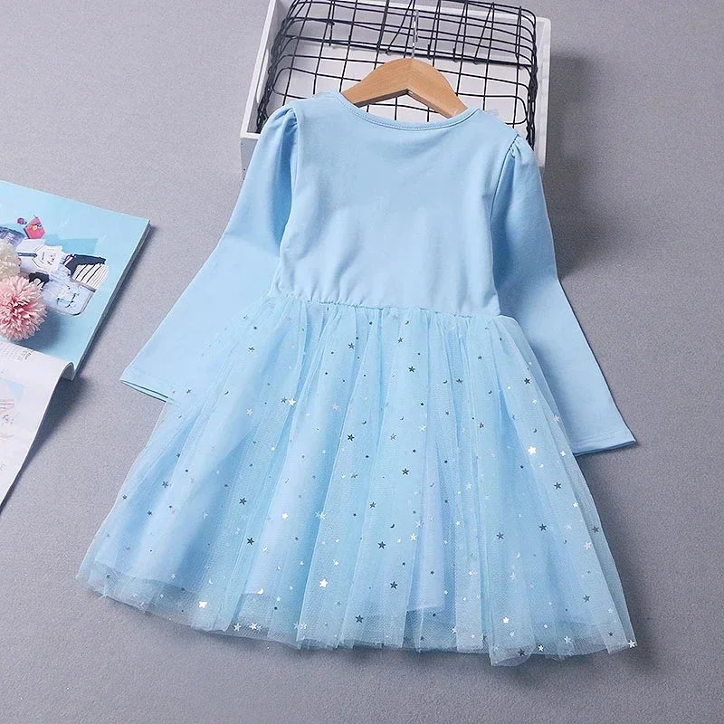 Fall Dresses for Girls Vestidos Frozen Elsa Dresses Birthday Party Long Sleeve Princess