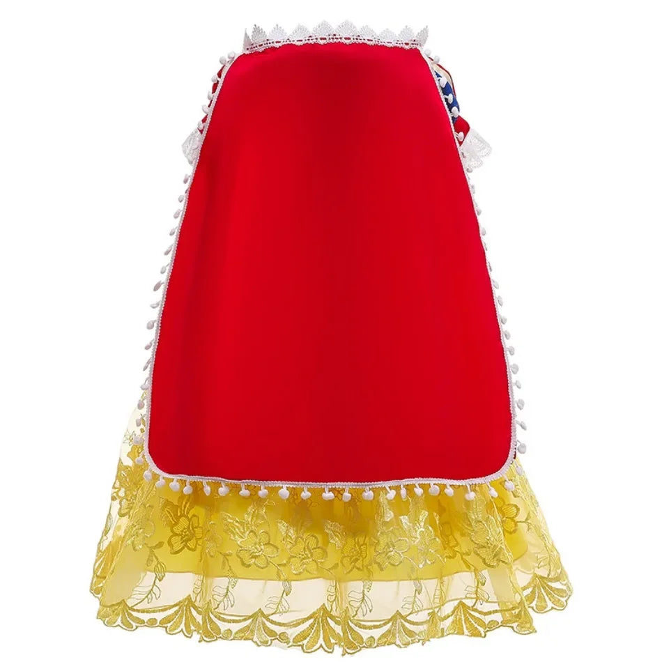 Girls Fancy Snow White Summer Dress Princess Dress Children Halloween Carnival Birthday Party Tulle Embroidery Dress Kid Costume