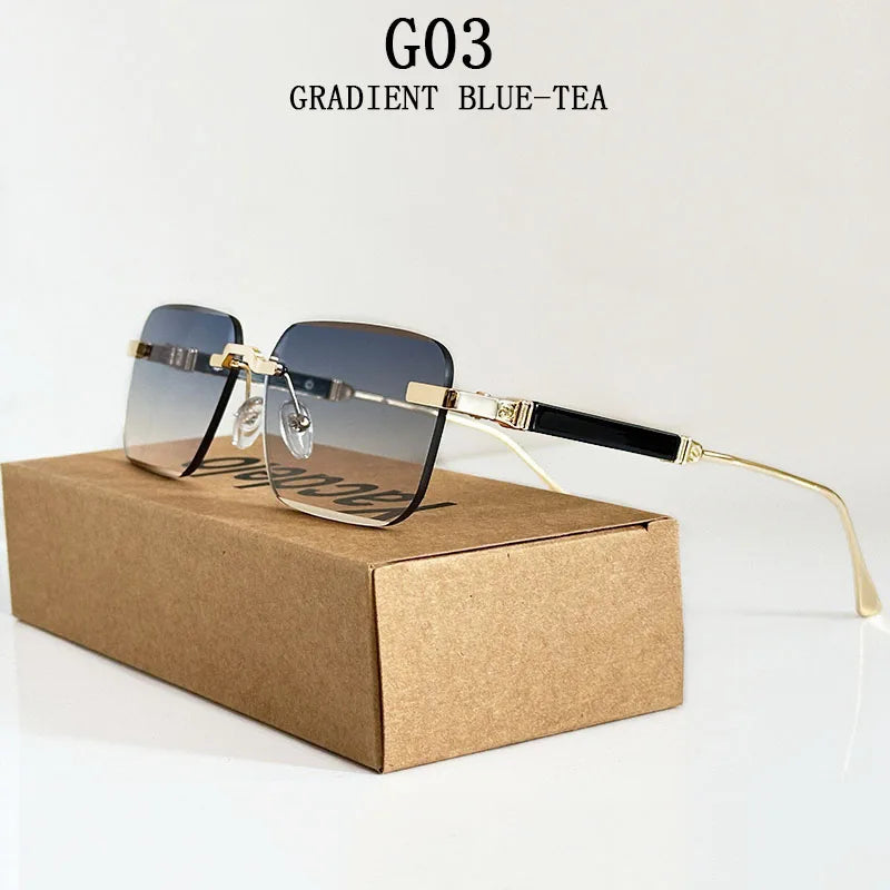 Sunglasses Women Trendy Vintage Designer Rimless Sunglasses For Men