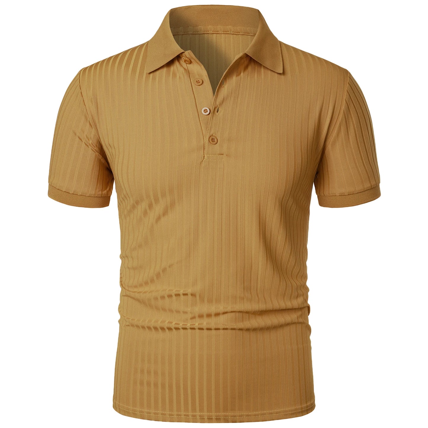 Men's running sports fitness wear summer high stretch vertical short-sleeved POLO shirt slim knit base shirt