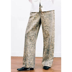 Women's jeans American Retro High Street Leopard Print Loose Wide Leg Pants