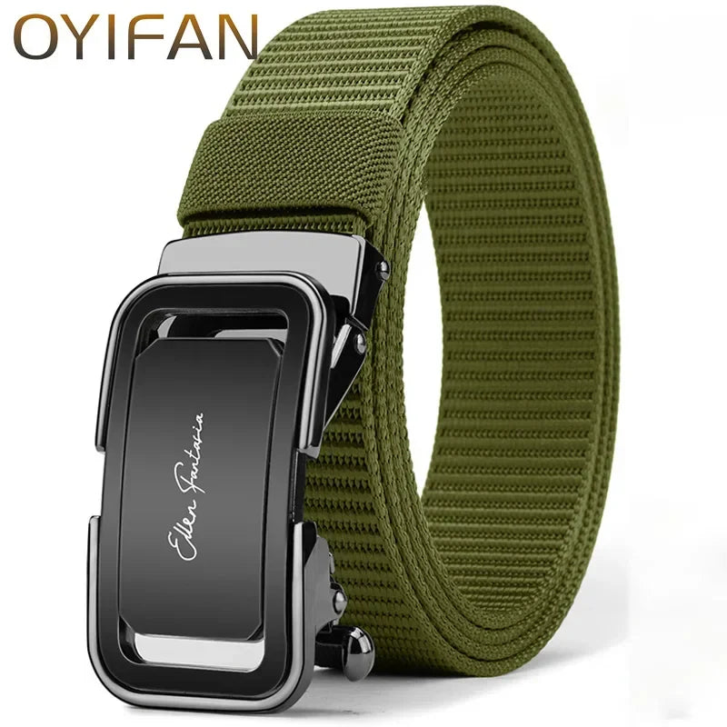 Fashion Men's Belt, Men’s Designer Belts  Alloy Automatic Buckle, Canvas Belt, Sports Belt, Large Size 110-160cm Automatic Belt
