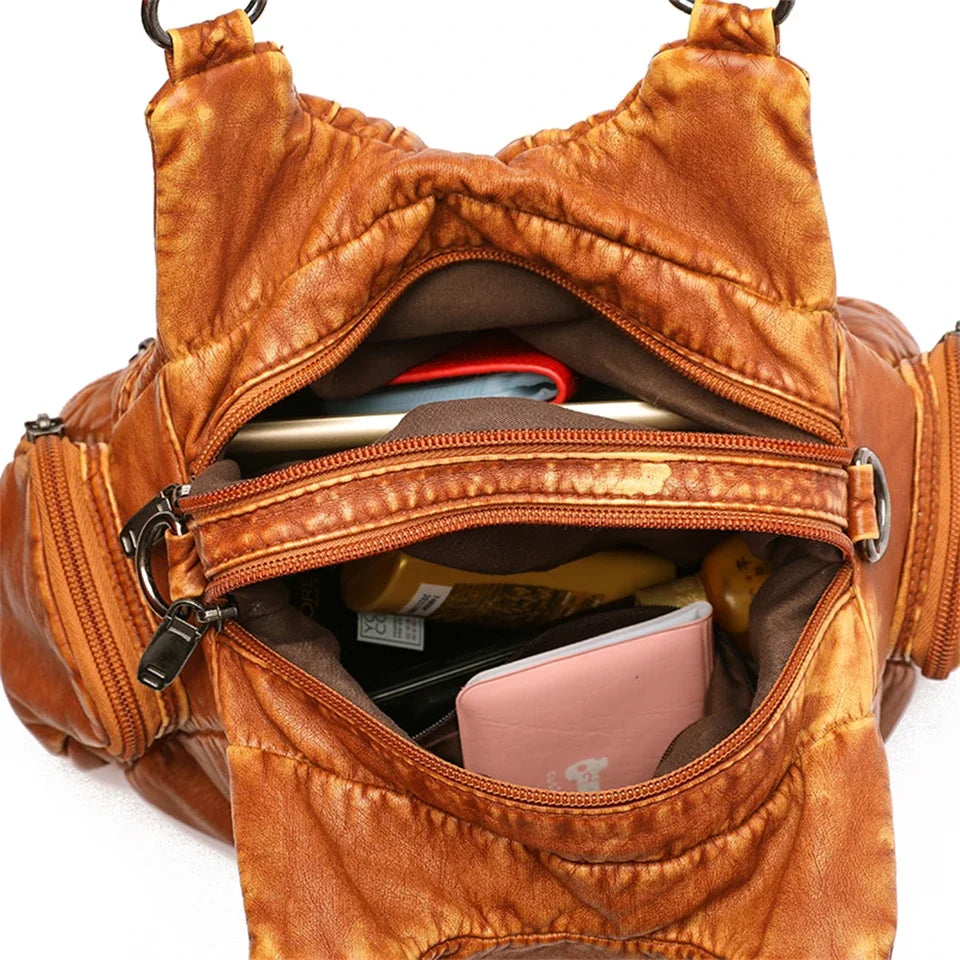 Y2k Women Shoulder Bag Vintage Punk Goth Fashion Designer Leather Tote Bag