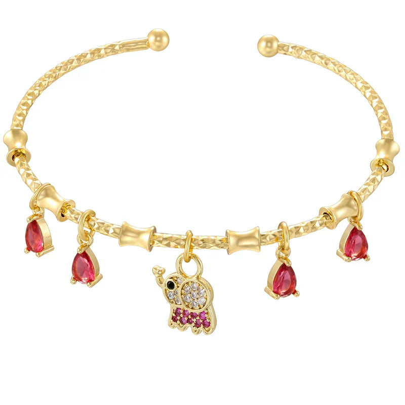 ZHUKOU candy charms bracelet for women Gold color romantic round charms bangles lady birthday gifts Man bracelet Jewelry VL338