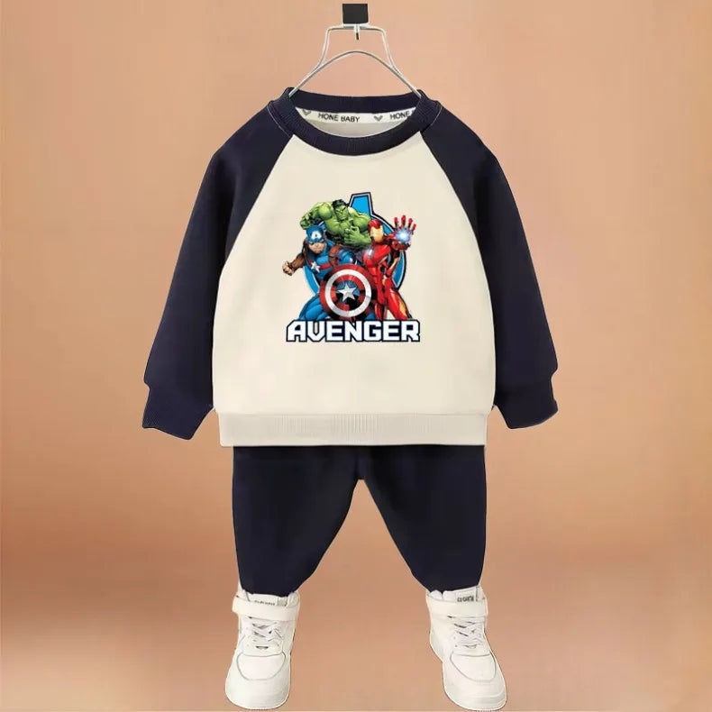 Marvel Cartoon Print Children Clothes Sets Spring/autumn Boys Sweatshirt Set Kids O Neck Hoodies Pants Two Piece Kids Tracksuit