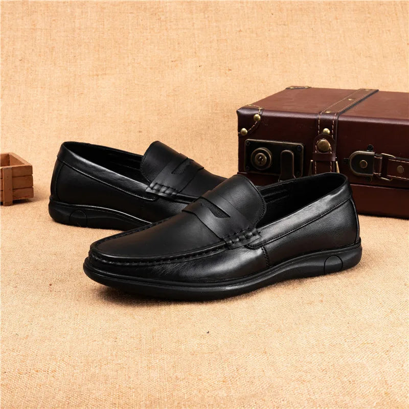 Genuine Leather Men Casual Shoes Italian Mens Loafers Moccasins Breathable Slip on Male Driving Shoes Daily Office Formal Shoes