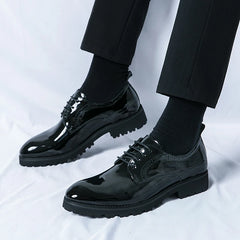 Wedding Shoes Men Shiney Patent Leather Shoes Banquet Formal Lace-up Oxford Fashion