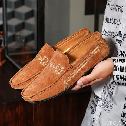 Genuine Leather Mens Loafers Zapatos De Hombre Formal Dresses Men Shoes Business Casual Green Orange Moccasin Sneakers Flats