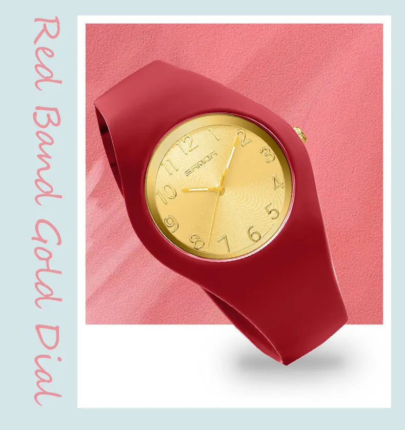 SANDA 6186 Simple Luxury Student Quartz Watch Clock Gift Outdoor Light Silicone Strap Wristwatch for Boy and Girl