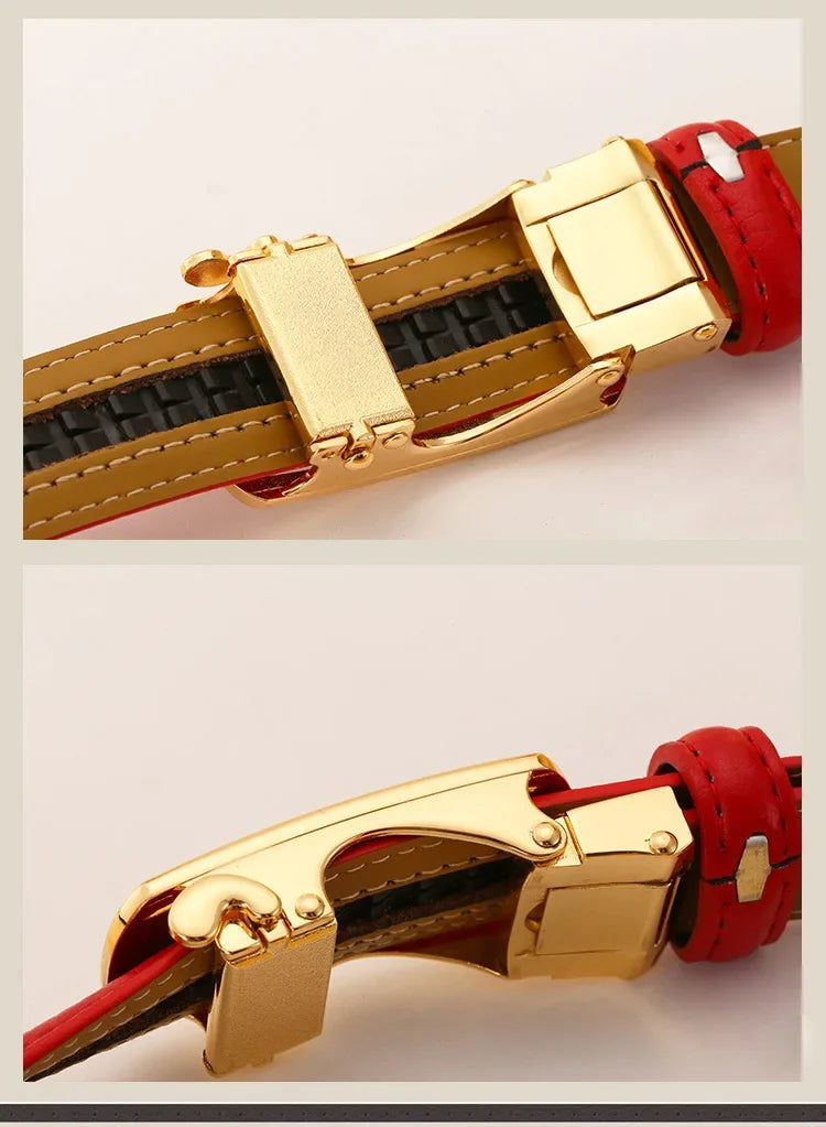 Men Women 2.4 2.8 3.0 3.5 cm Wide Belt No Buckle for Automatic Buckle High Quality PU Leather Belts Body Straps without Buckle