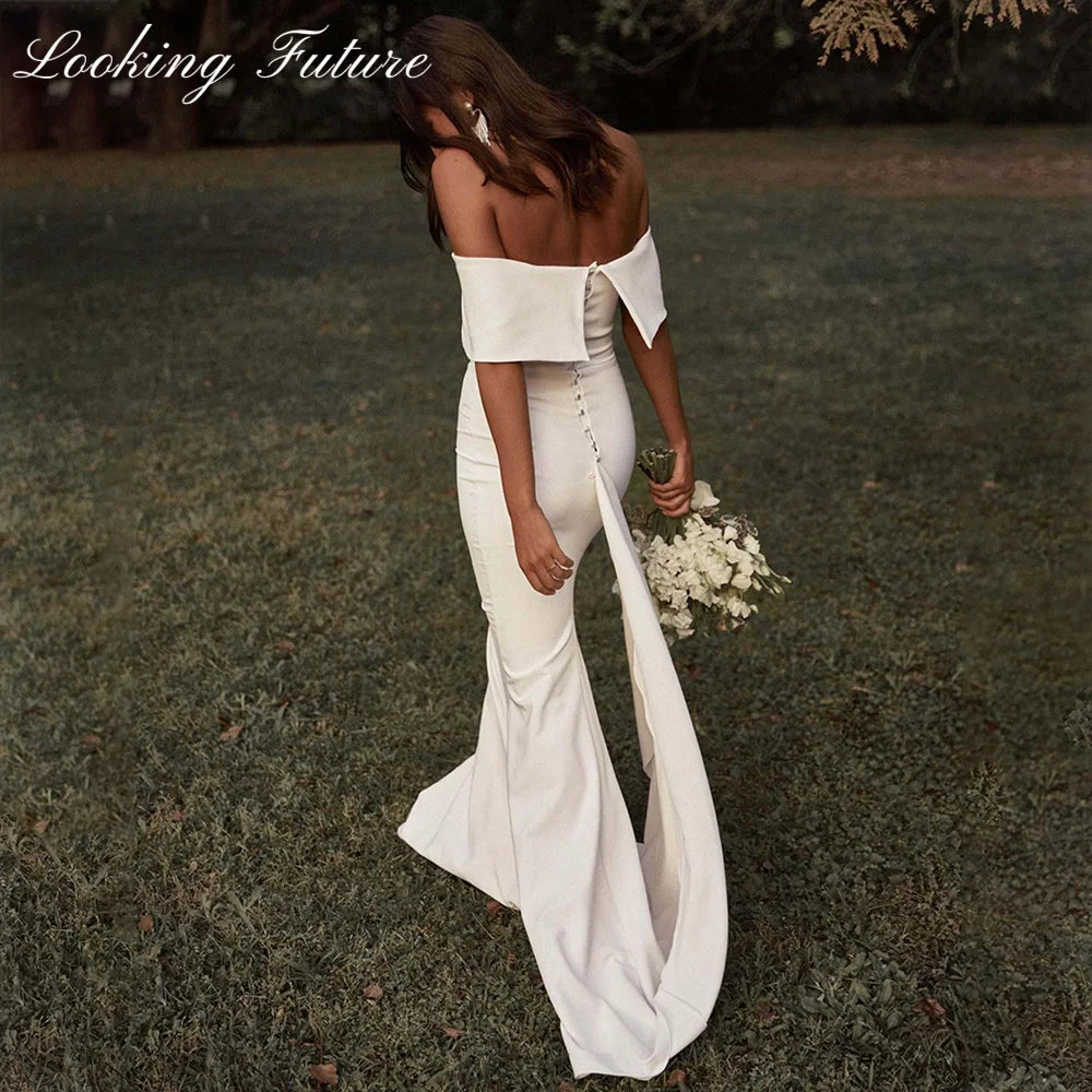 White Bridesmaid Dresses: White Off Shoulder Wedding Dresses for Bride Women